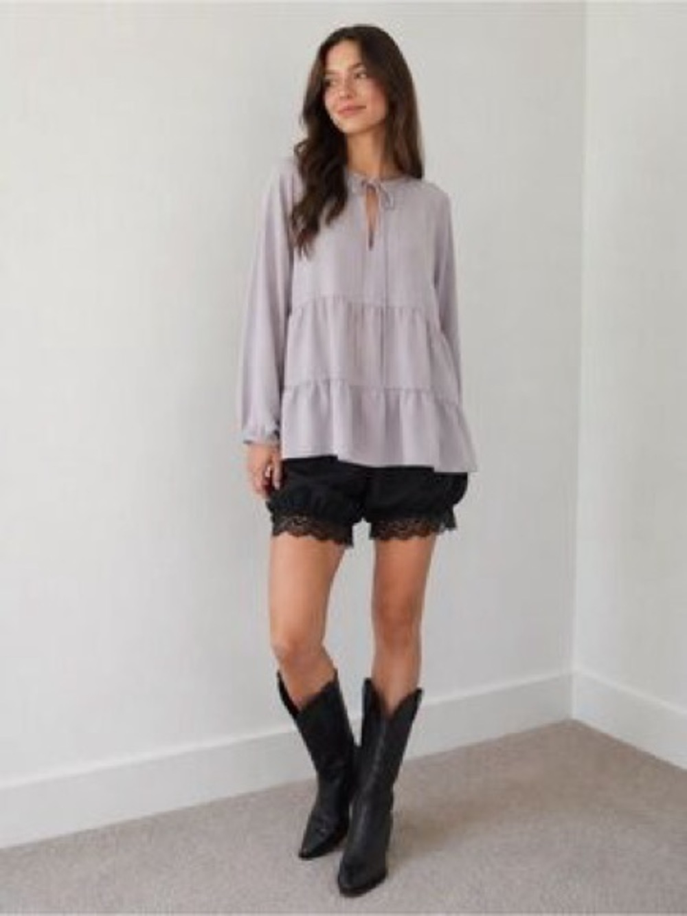 WILFRED ODETTE tiered flowy blouse ARITZIA size large purple
